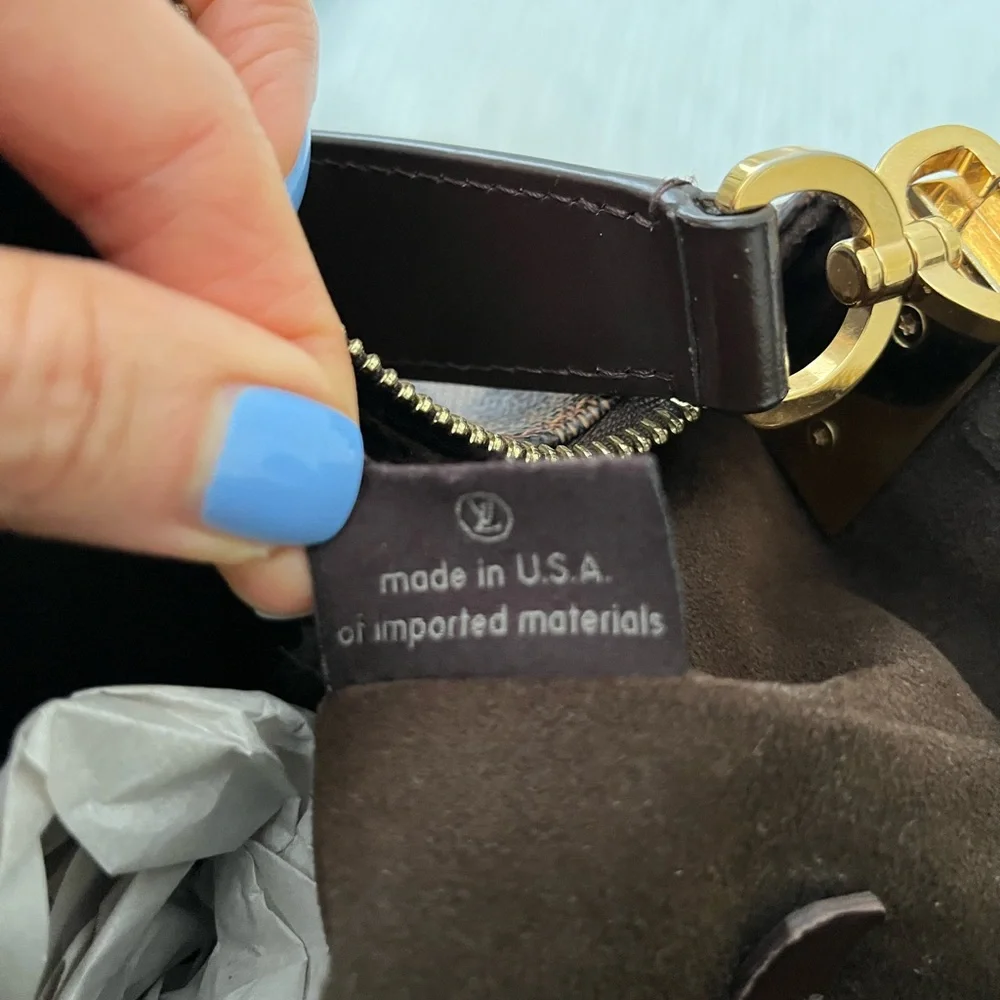 Louis Vuitton Brown Damier Ebene Shoulder Hobo with Gold Hardware